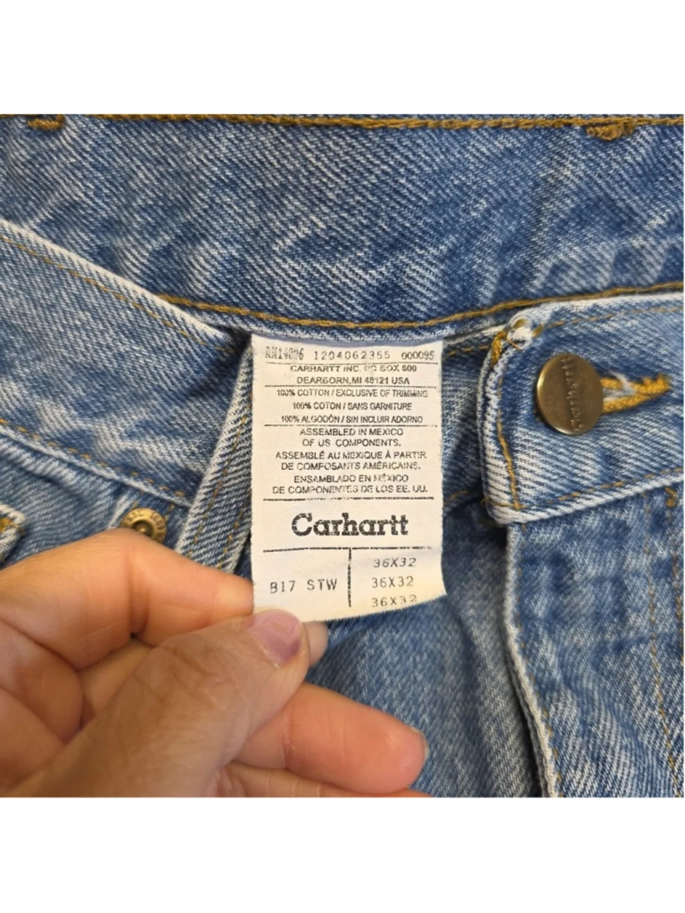 Carhartt Relaxed Fit Work Resistant RN# 14806 Sz 36 X 32 B17 STW Men's Jeans
